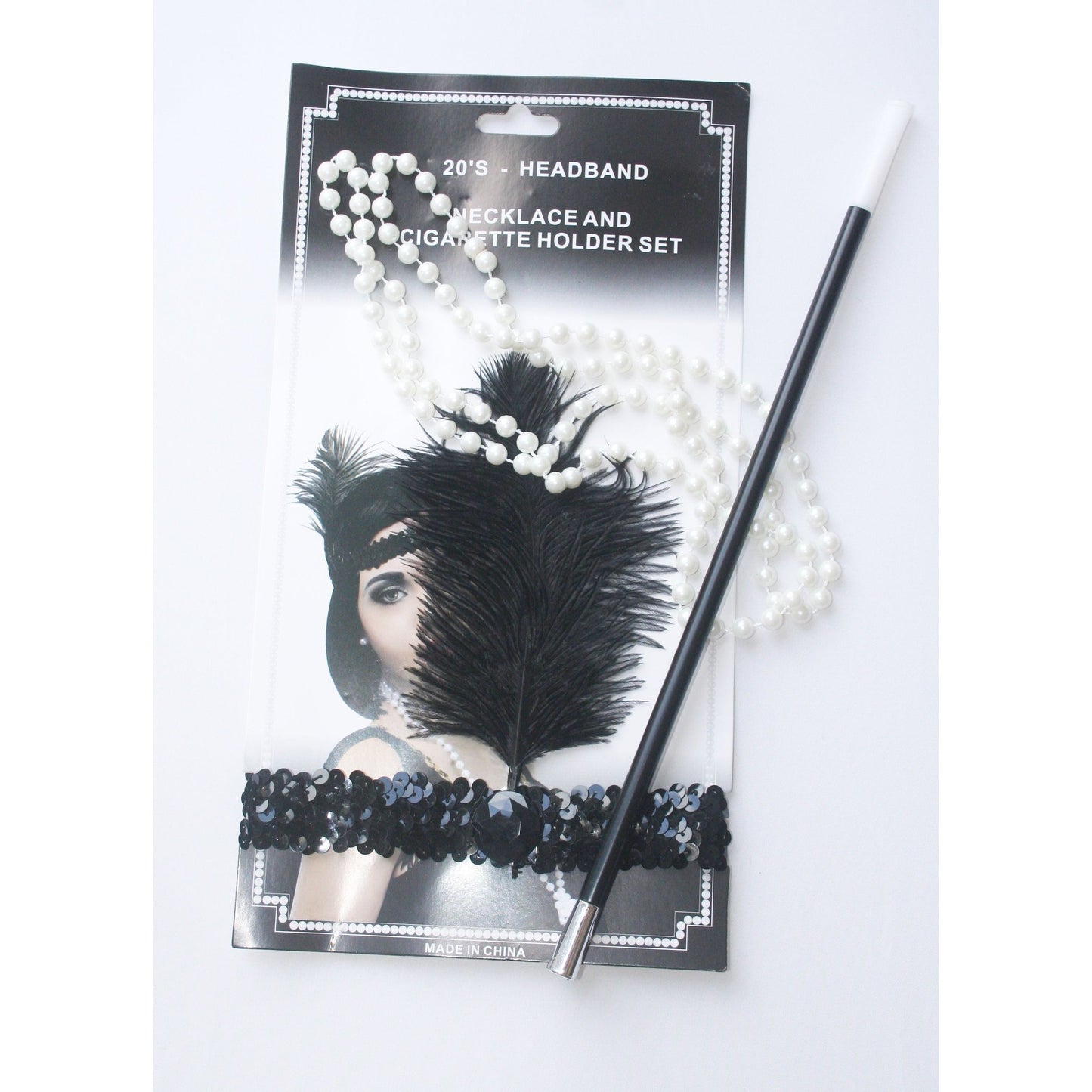 Ladies 3 Piece Black Flapper Set