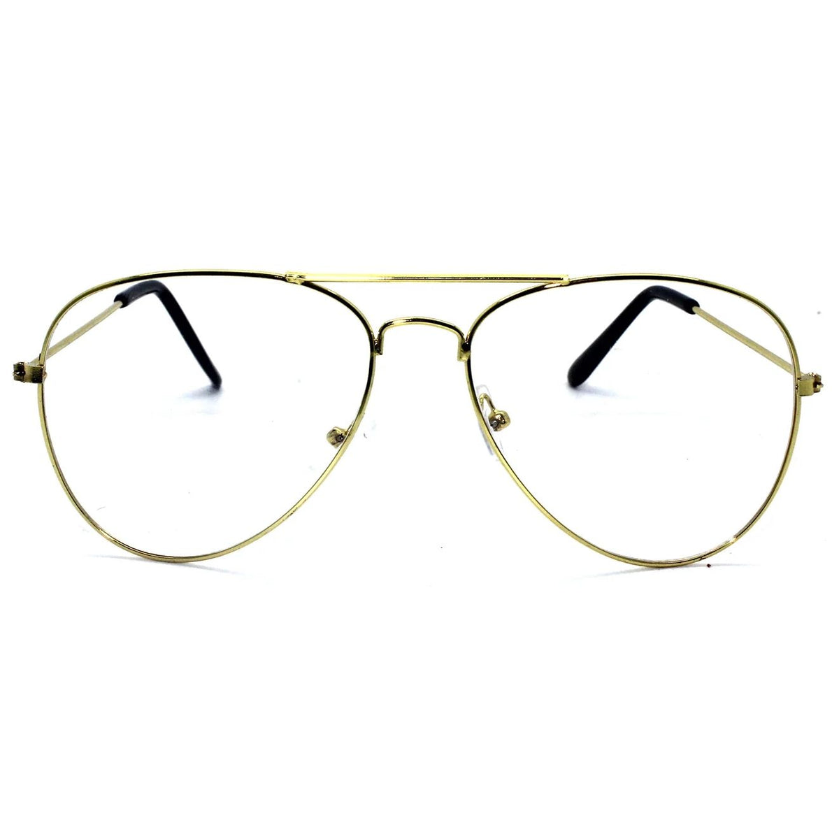 Clear Lenses Aviator Glasses with Gold Metal Frame