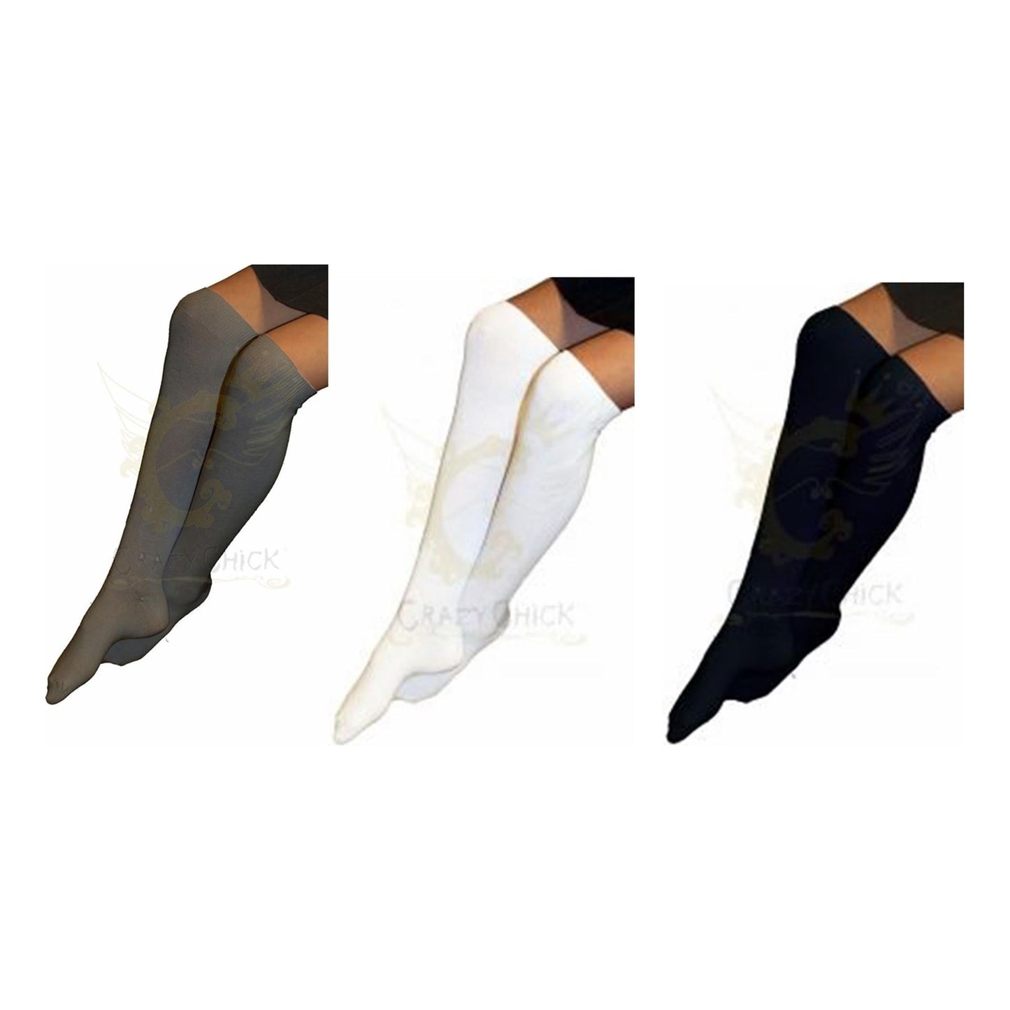 Girls School Knee High Cotton Black White Grey Socks UK 9-12 12-13.5 4-6 6-8