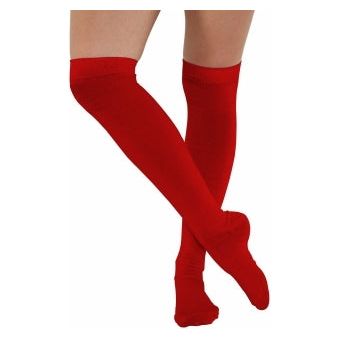 Plain Red Black White Grey Over the Knee Socks UK 4-6