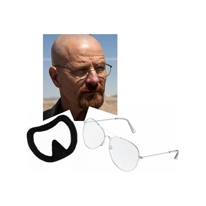Walter White Goatee Beard & Clear Lens Glasses Set