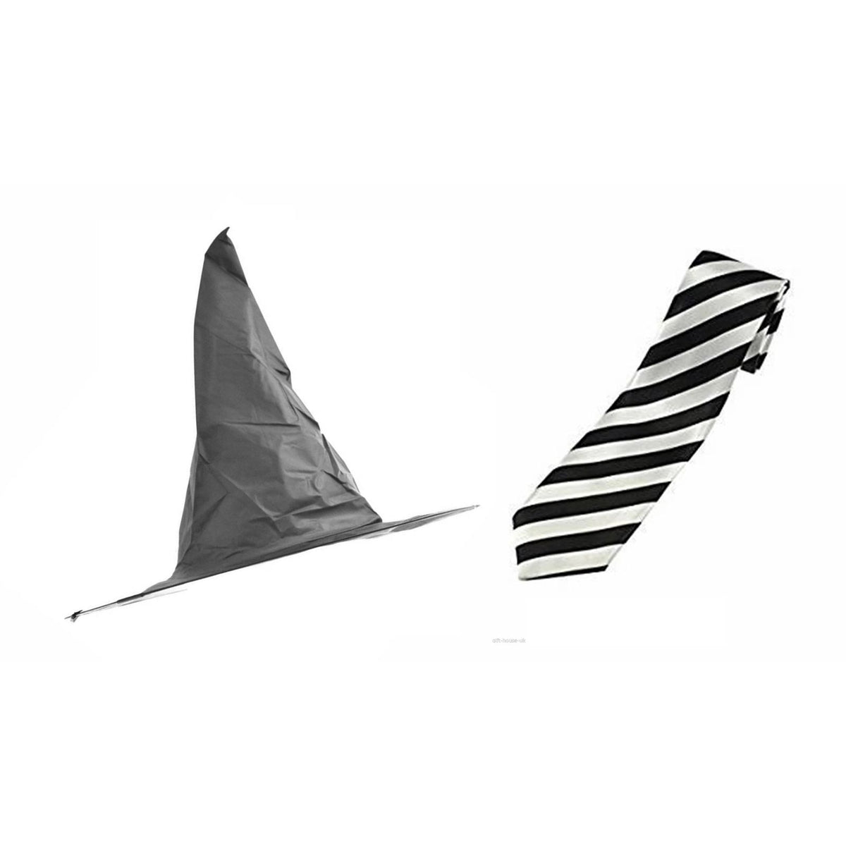 Child's Wicked Witch Hat & Black & White Striped Tie Set