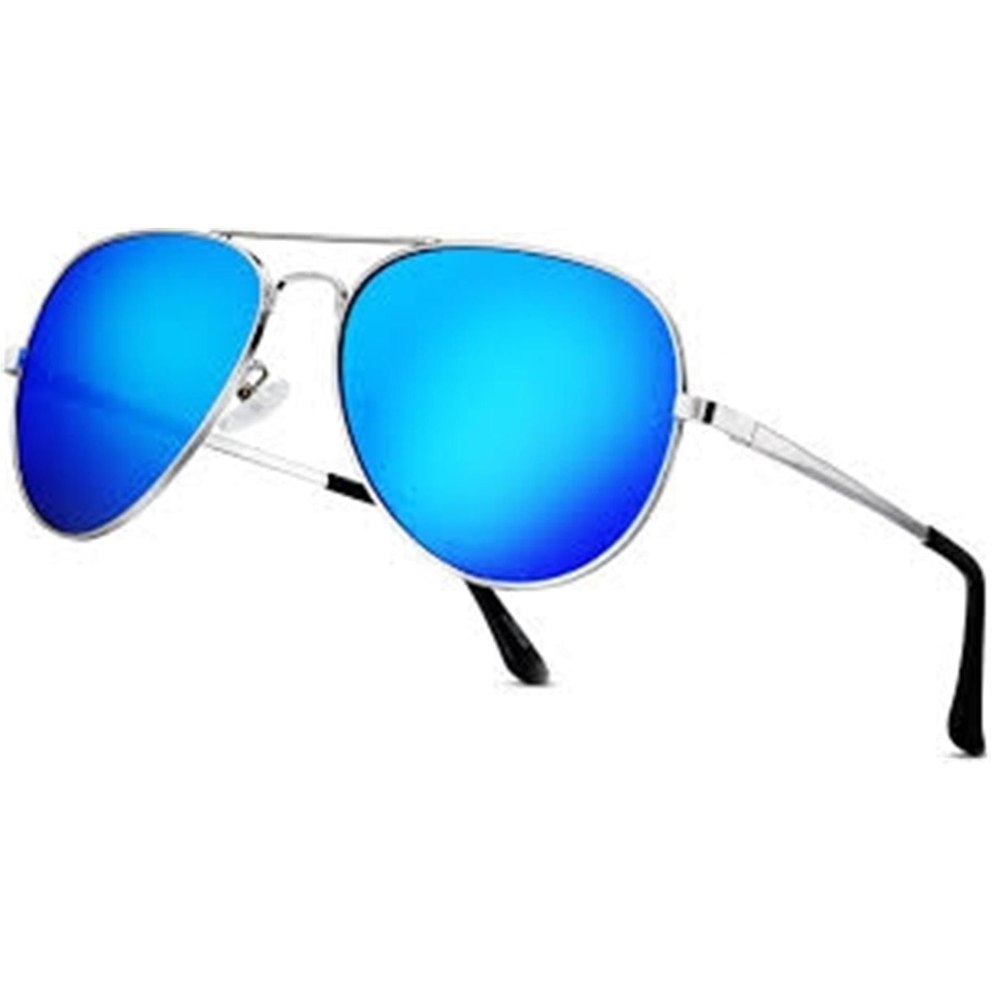 Blue Lenses Aviator Sunglasses with Metal Frame