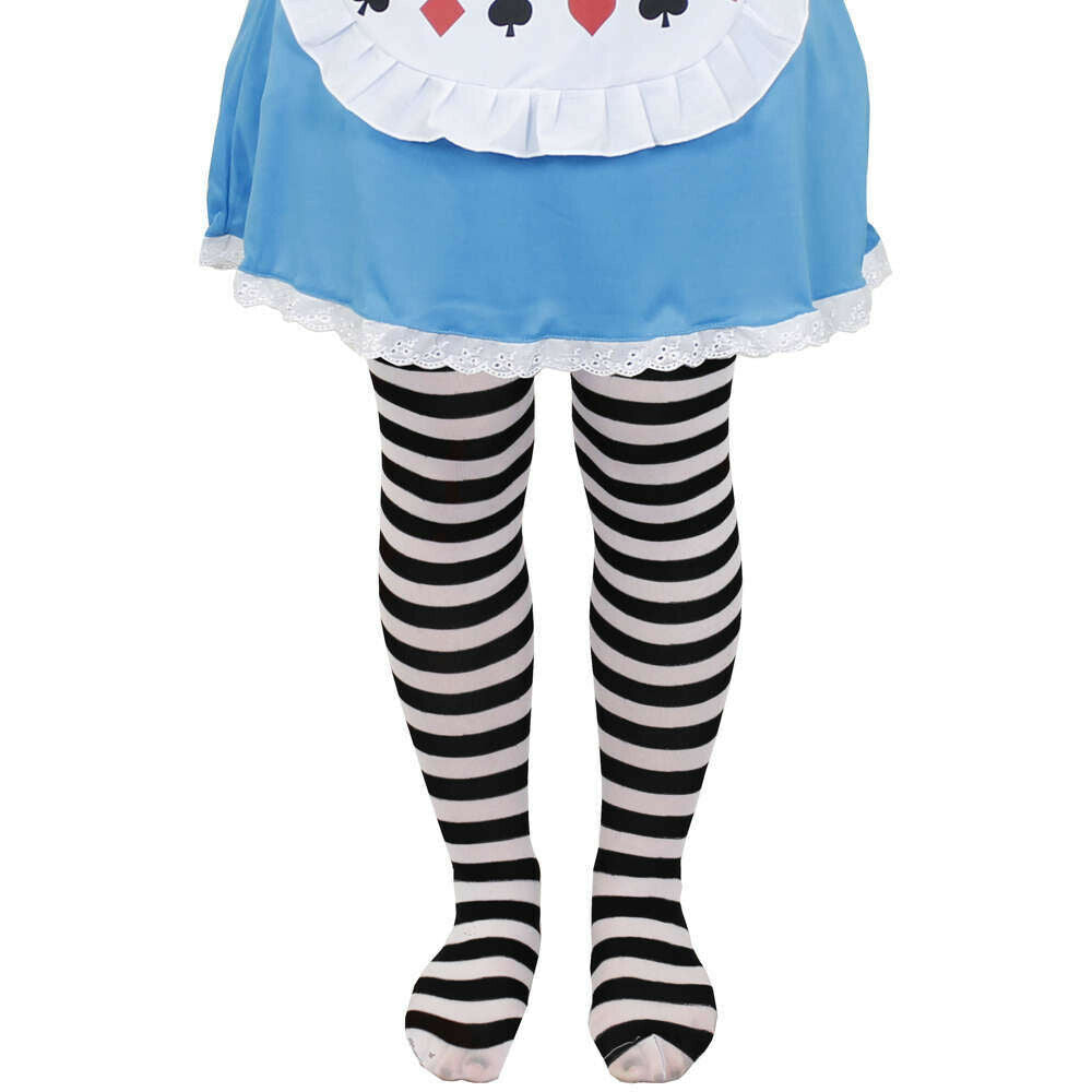 Child's Black & White Striped Tights - Manchester Fancy Dress