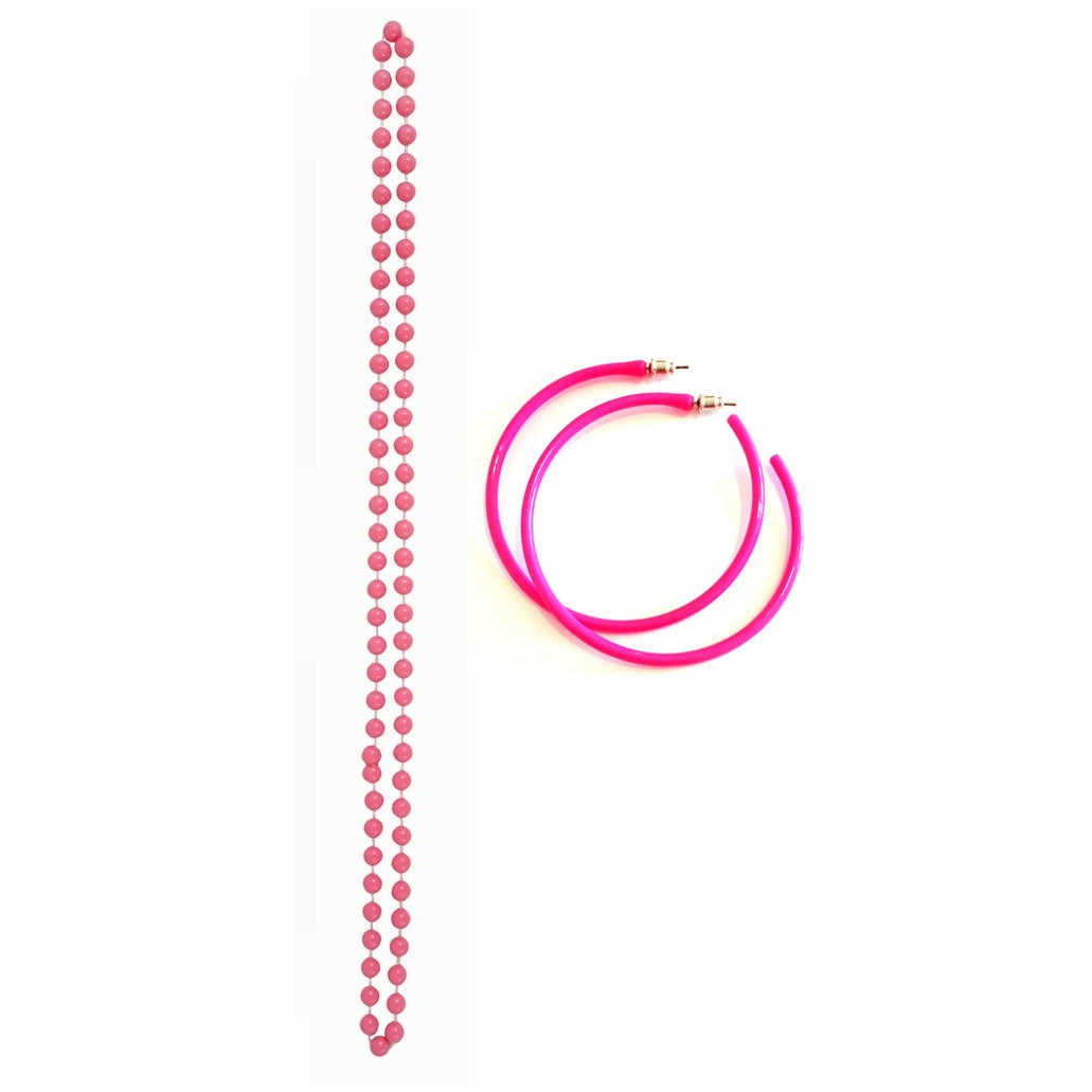 1980's Rave Neon Plastic Beads & Earrings - Manchester Fancy Dress