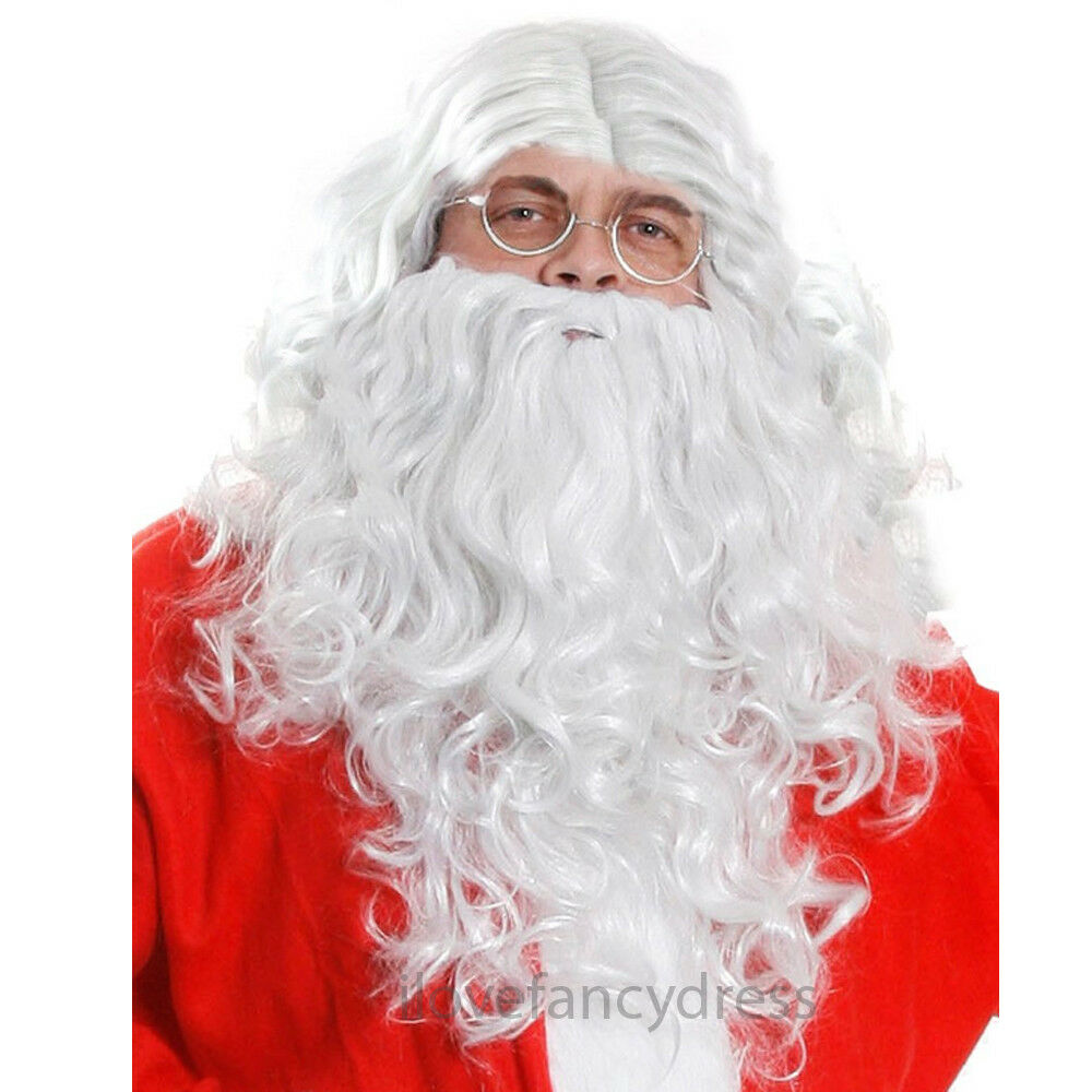Father Christmas Long White Wig and Beard - Manchester Fancy Dress