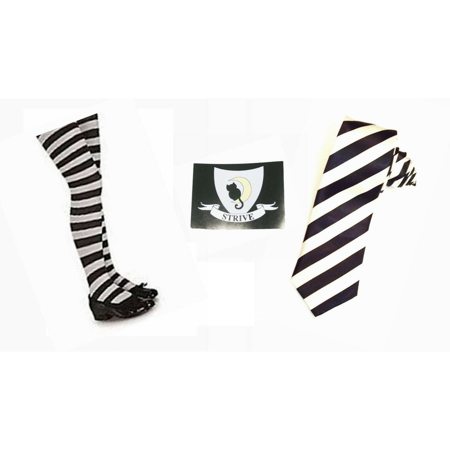 Child's Worst Witch Mildred Hubble Tie Tights & Badge Set - Manchester Fancy Dress