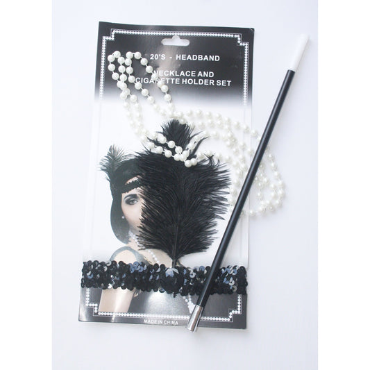 Ladies 3 Piece Black Flapper Set
