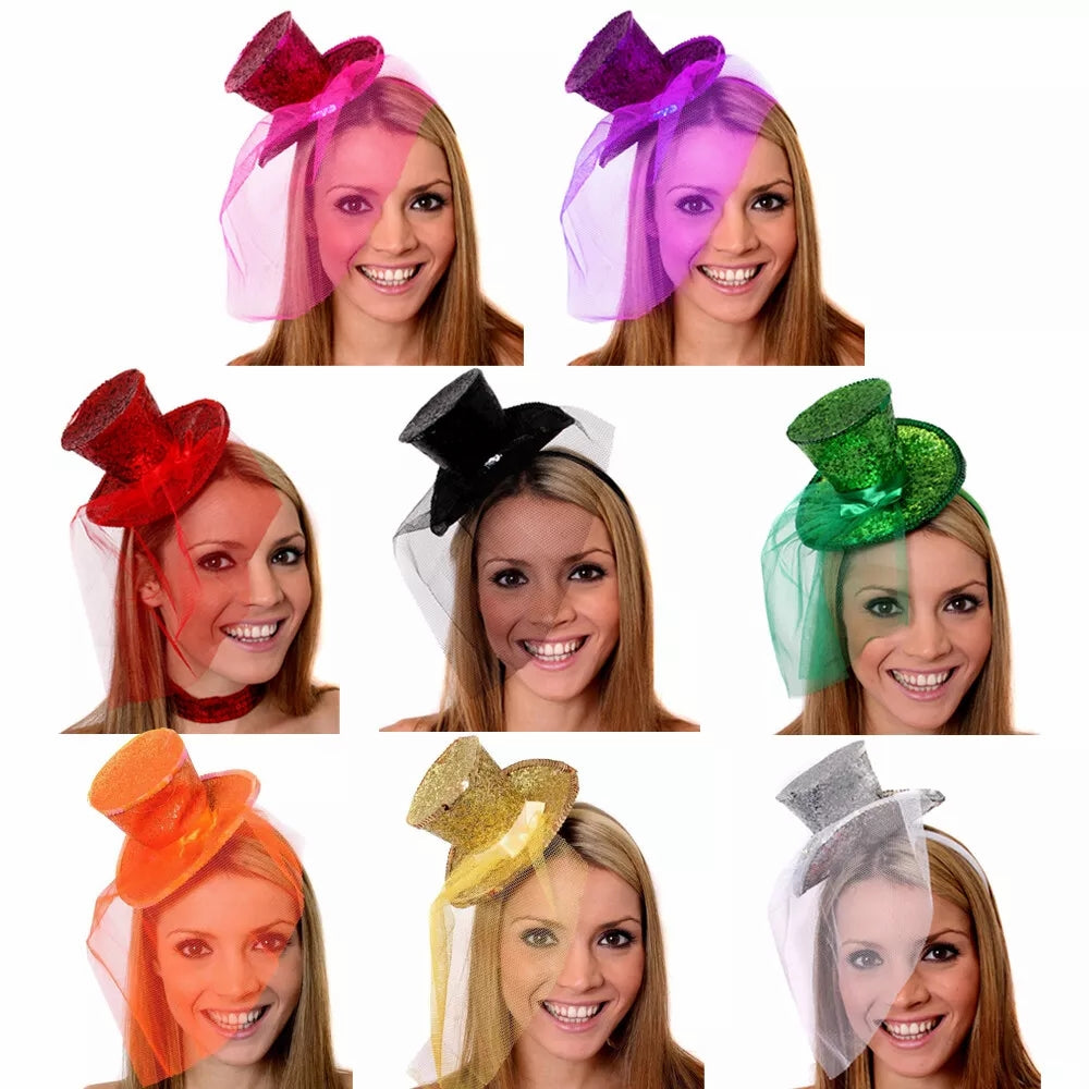 Mini Sequined Top Hat Fascinator Headband