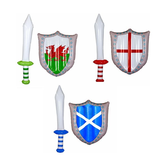 National Flag Scottish English Welsh Flag Inflatable Shield & Sword Set - Manchester Fancy Dress