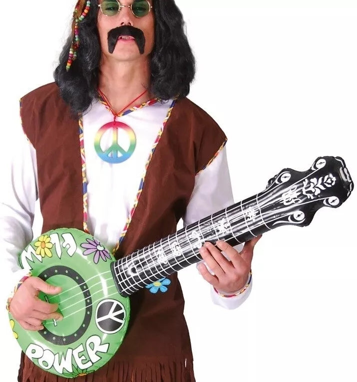 Inflatable 1960s 70s Flower Power Banjo 83cm