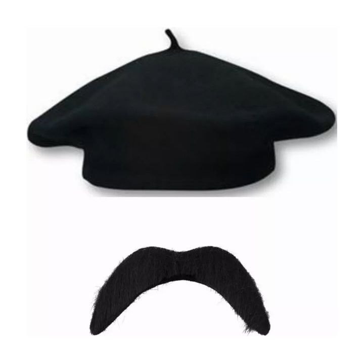 French Beret & Curly Moustashe - Manchester Fancy Dress