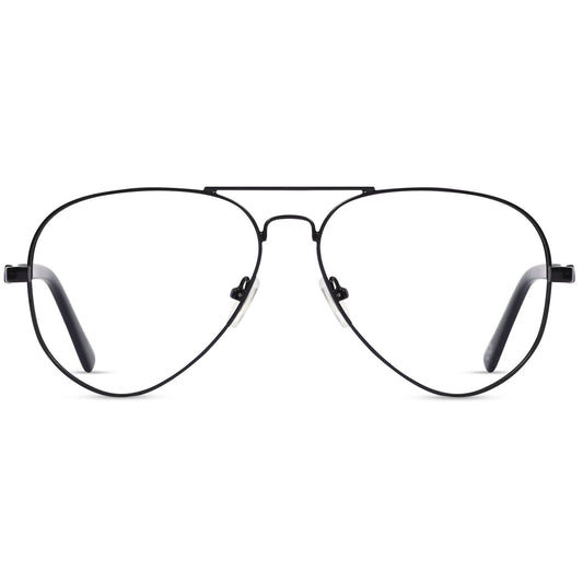 Clear Lenses Aviator Glasses with Black Metal Frame