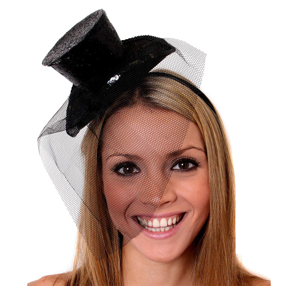 Mini Sequined Top Hat Fascinator Headband