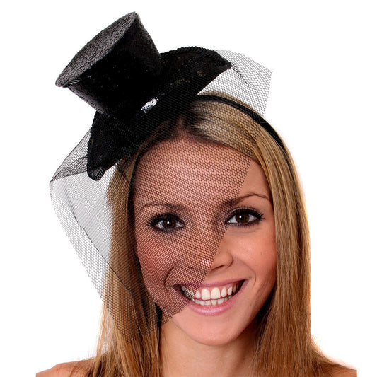 Mini Sequined Top Hat Fascinator Headband
