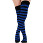 Ladies Red White Orange White Black Green Striped Over the Knee Socks