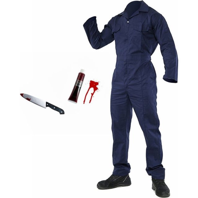 Adult Child Michael Myers Blue Boiler Suit Fake Blood Knife - Manchester Fancy Dress