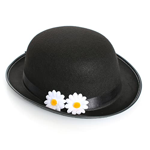 Teacher Pupil Mary Poppins Nanny Bowler Hat with Daisies - Manchester Fancy Dress