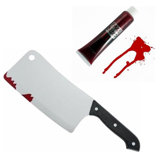 Halloween Bloody Butcher's Cleaver with Fake Blood