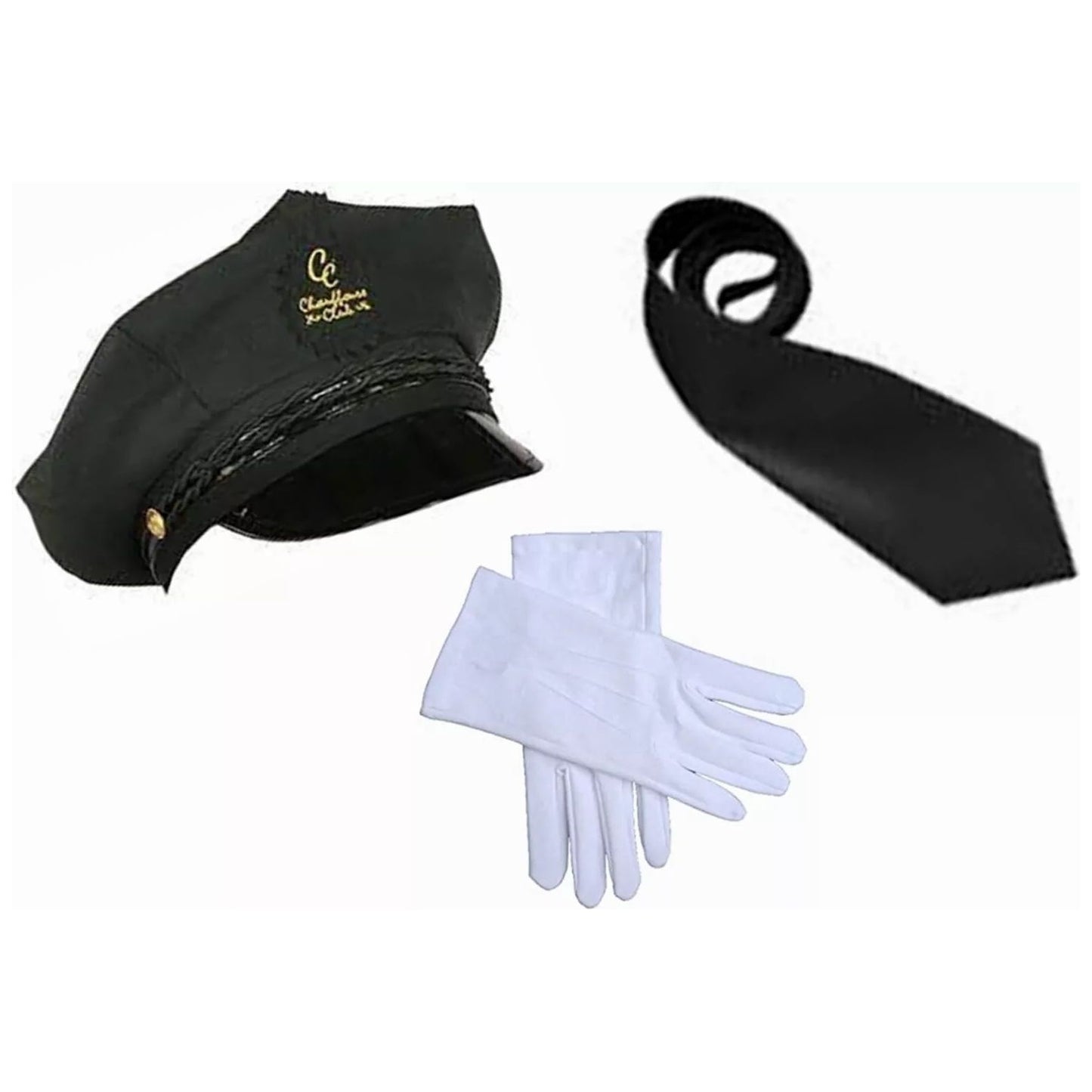 Chauffeur Driver Cap Black Tie White Gloves Set - Manchester Fancy Dress