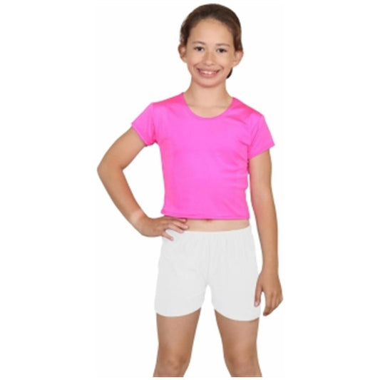 Childs White Stretchy Dance Sport Hot Pants Age 5 - 12 Years