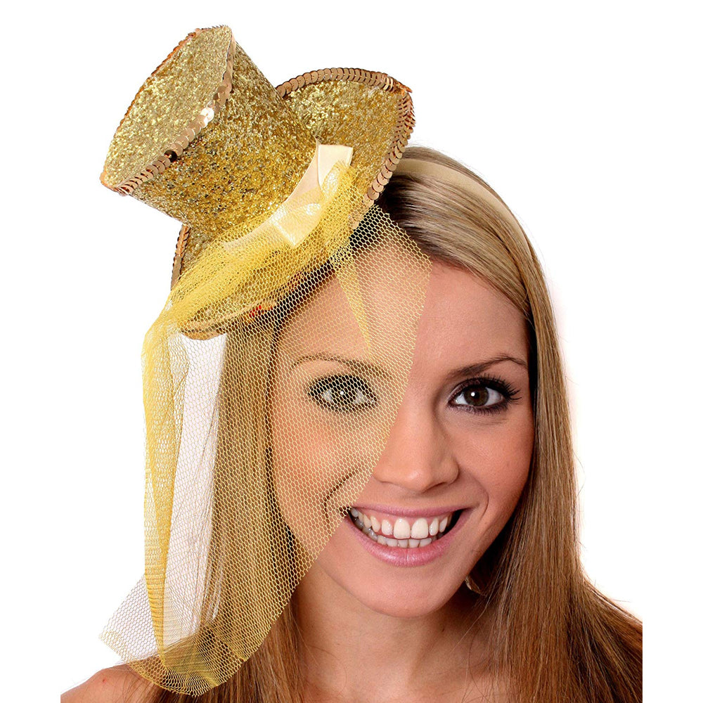 Mini Sequined Top Hat Fascinator Headband
