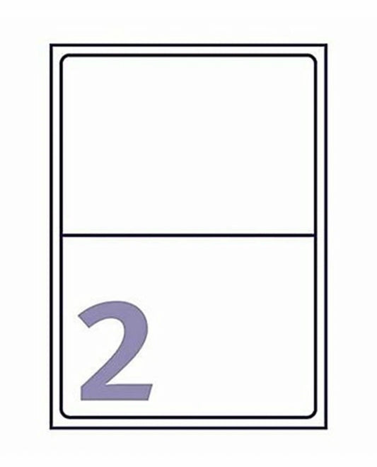 20 50 100 2 Per Page A4 Sticky Labels White Address 199.6 x 143.5mm Sheets Laser Office