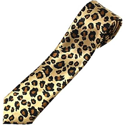 Leopard Gold Neck Tie Wild Animal Print Safari Lion King Novelty - Manchester Fancy Dress