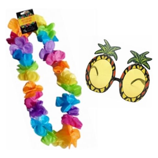Hawaiian Lei & Pineapple Sunglasses Set