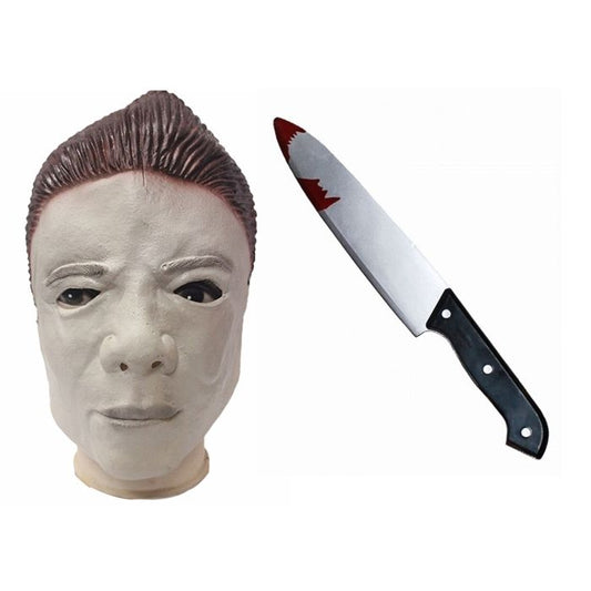 Michael Myers Latex Mask & Bloody Knife Set