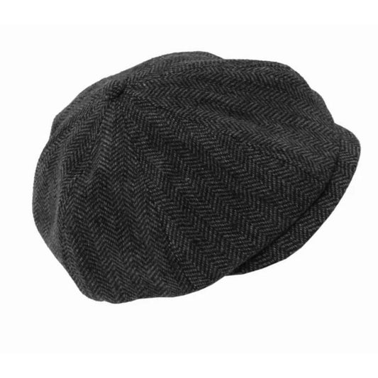Childs Adults 1920's Oliver Twist Peaky Blinder Black Herringbone Cap