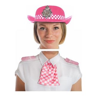 Ladies Pink WPC Police Hat & Matching Epaulettes Scarf