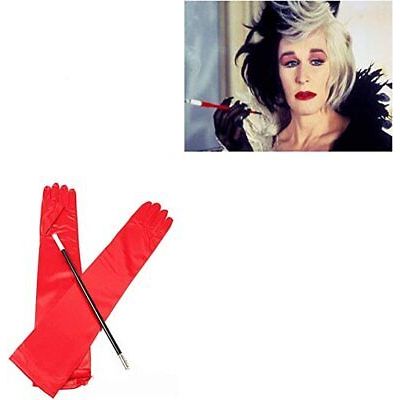 Cruella Deville Long Red Satin Gloves & Extended Cigarette Holder - Manchester Fancy Dress