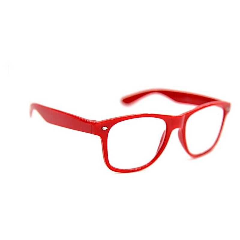 Red Square Framed Geek Glasses with Clear Lenses - Manchester Fancy Dress