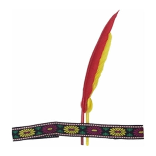 Red Indian Headband with Feather - Manchester Fancy Dress