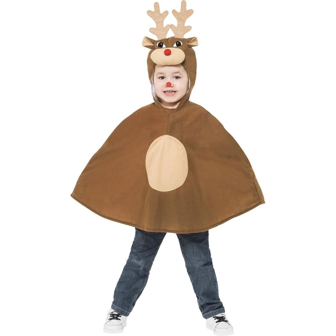 Childs Christmas Reindeer Poncho with Hood Nativity