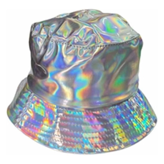 Adult Holographic Silver Shiny Festival Bucket Hat