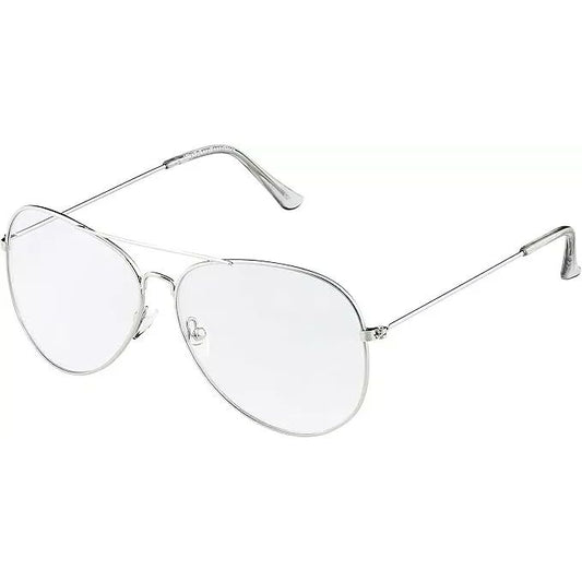 Clear Lenses Aviator Glasses with Silver Metal Frame