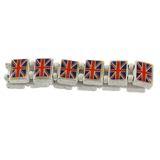 Union Jack Flag Wooden Elasticated Bracelet