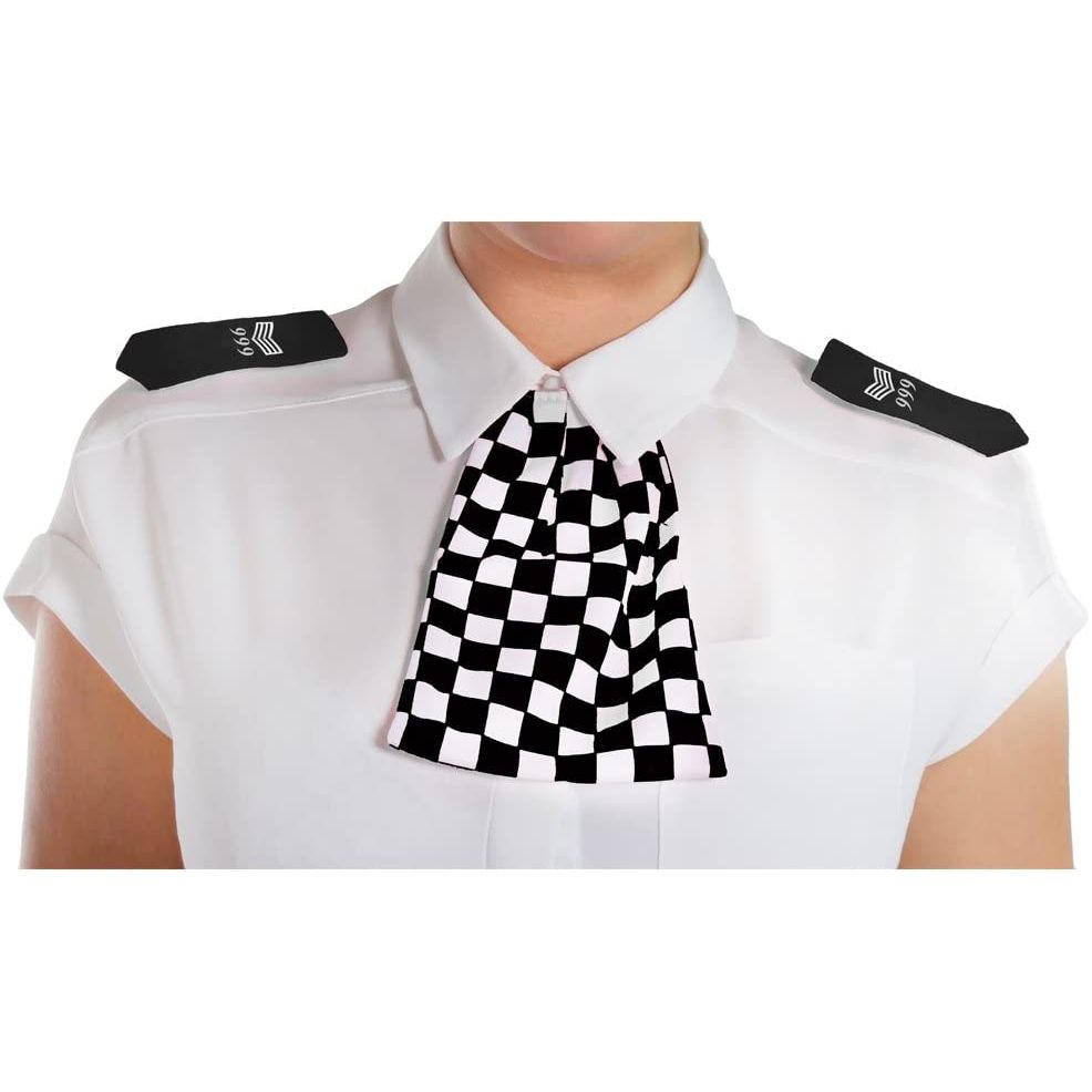 WPC Black & White Chequered Scarf & Epaulettes Set - Manchester Fancy Dress