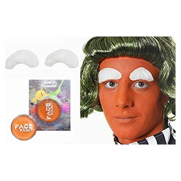 Umpa Lumpa White Eyebrows & Orange Face Paint Set - Manchester Fancy Dress