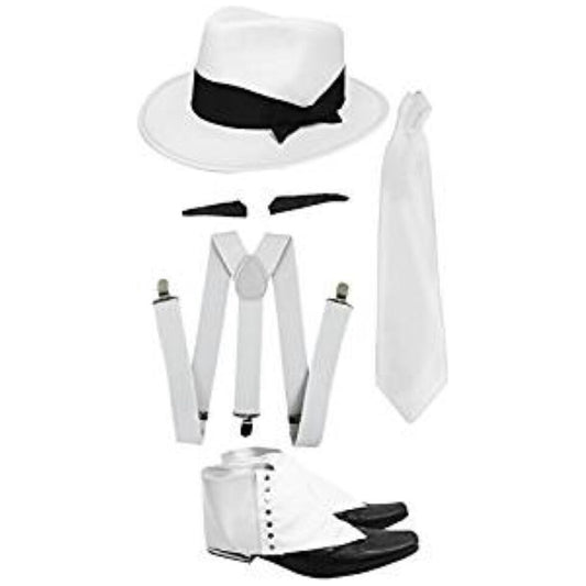 Mens White Gangster Set - Manchester Fancy Dress