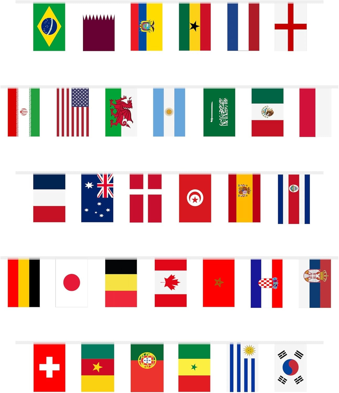 32 x World Cup Nylon Flags Bunting 7M Pub Party Decoration