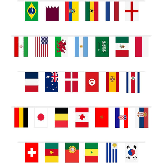 32 x World Cup Nylon Flags Bunting 7M Pub Party Decoration