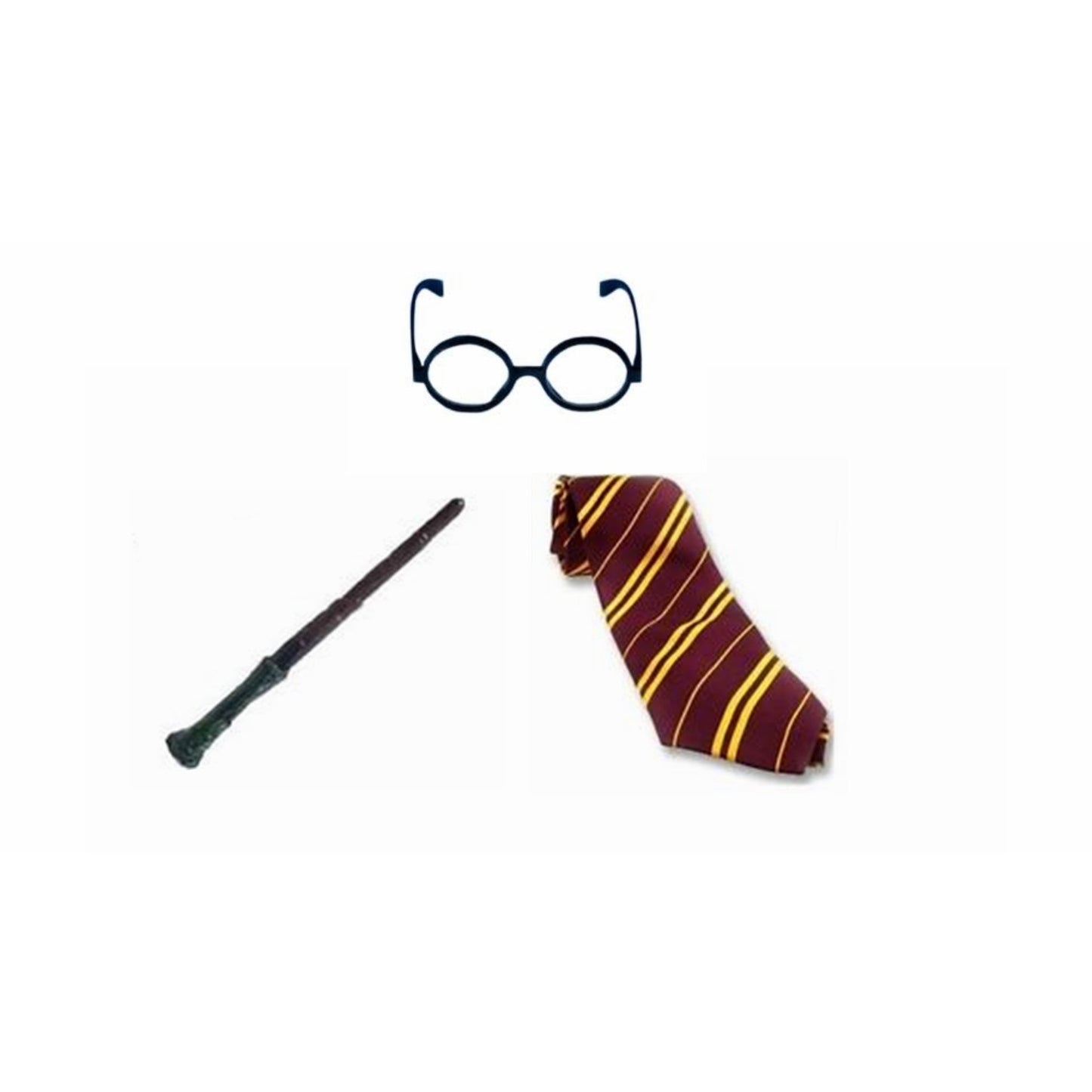 Wizard Boy Branch Wand Round Glasses & Tie Set - Manchester Fancy Dress