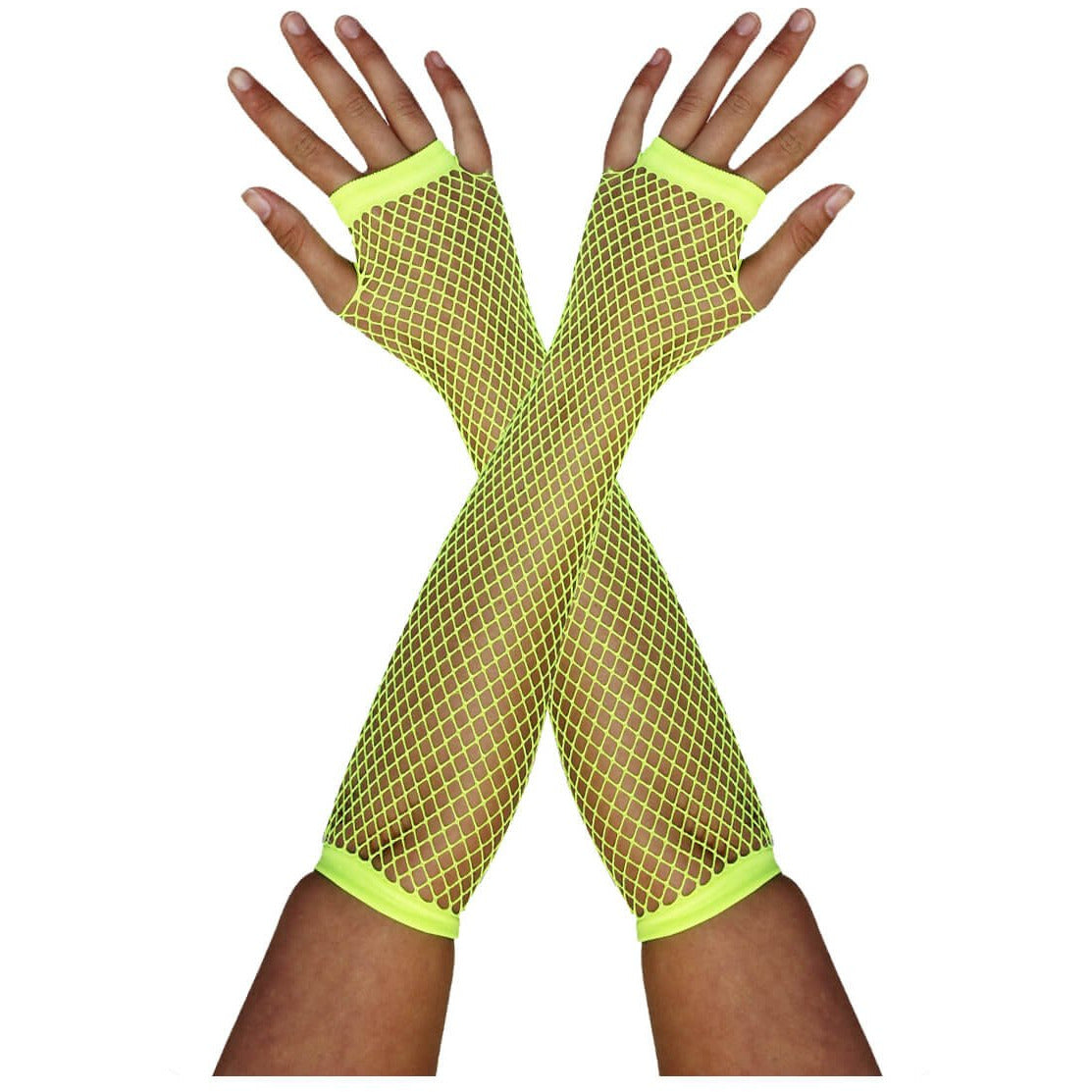 1980's Long Neon Fishnet Gloves - Manchester Fancy Dress