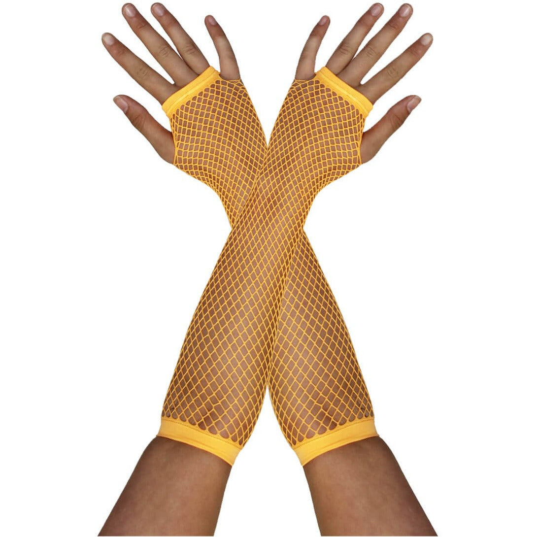 1980's Long Neon Fishnet Gloves - Manchester Fancy Dress