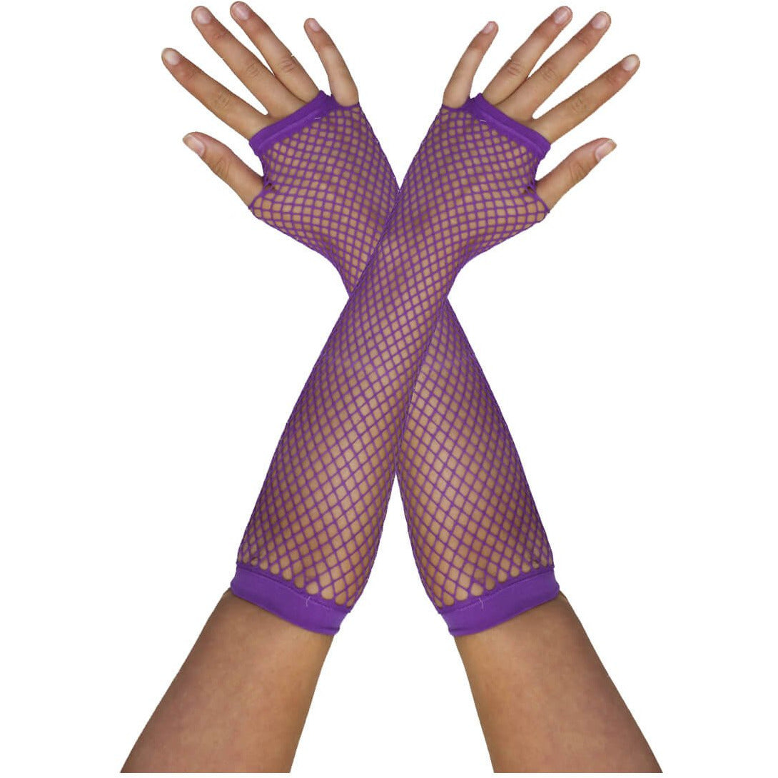 1980's Long Neon Fishnet Gloves - Manchester Fancy Dress