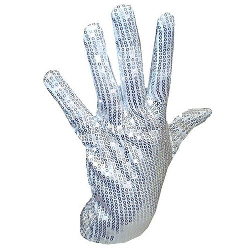 Silver Sequin King of Rock Gloves - Manchester Fancy Dress