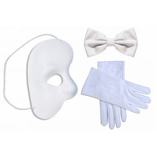 Phantom of the Opera Mask Gloves & Bow Tie Set - Manchester Fancy Dress